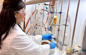 Dr Ruchika Ojha synthesising the gold anticancer drug in the 